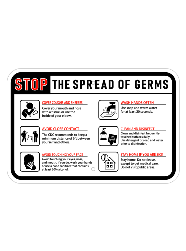 Stop the Spread of Germs Sign- Horizontal
