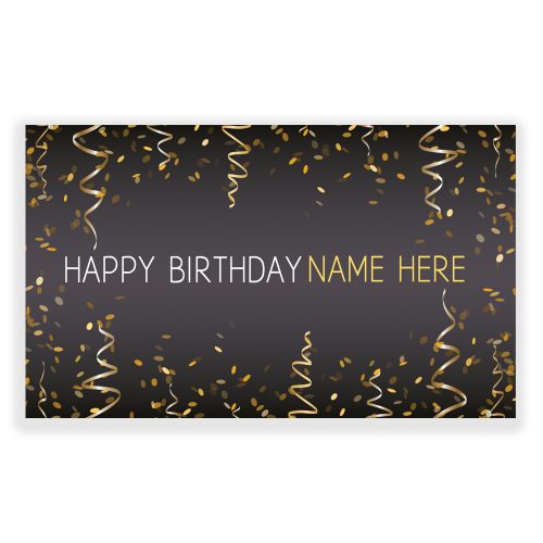 Gold Happy Birthday Custom Banner