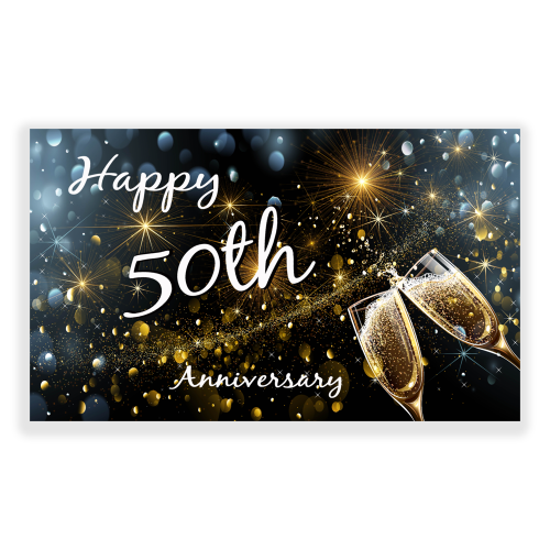 Happy Anniversary 5x3 Banner Champagne